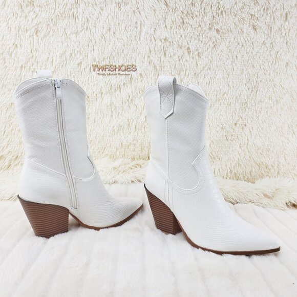 White Western Cowboy Cowgirl Ankle Boots Slayer - Picture 10 of 15